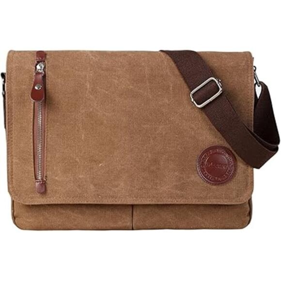 Vintage Canvas Satchel Messenger Bag for Men Women,Travel Shoulder bag 13.5" - Picture 8 of 8